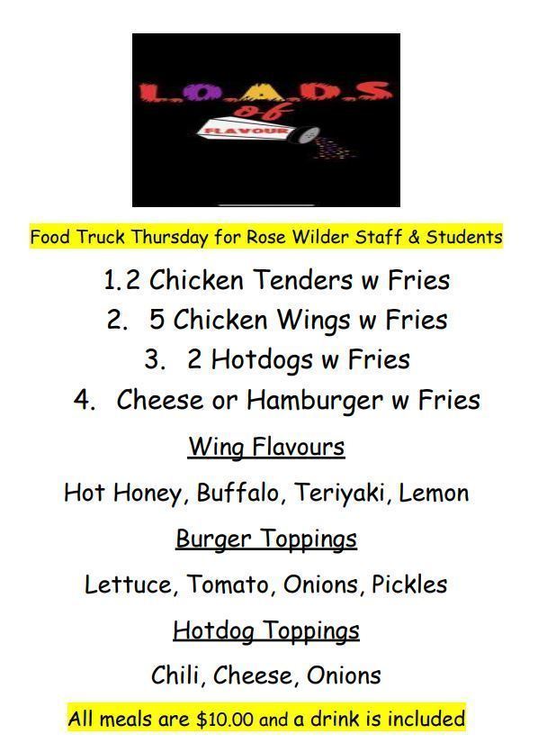Food Truck Thursday Menu