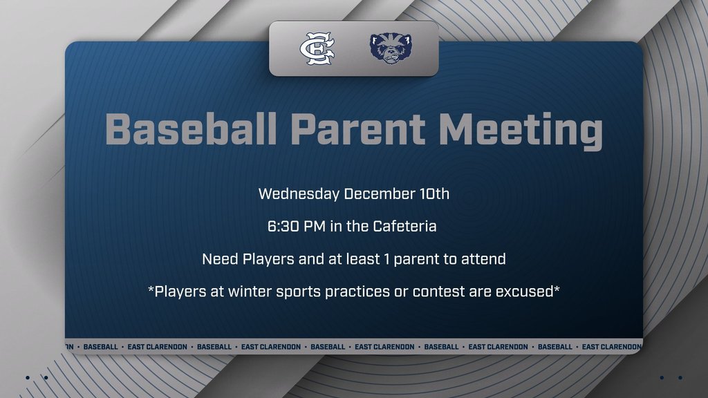 BASEBALL PARENT MEETING WEDNESDAY AT 6:30 PM IN CAFETERIA 