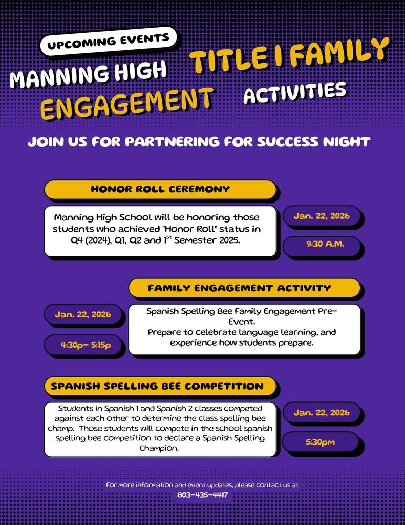 Manning High School Honor Roll & Spanish Spelling Bee Competition