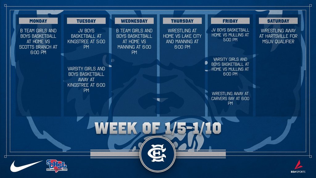 1/5-1/10 Weekly Athletic Events