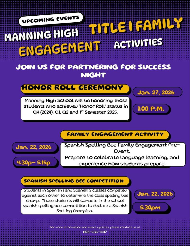 Manning High School Honor Roll & Spanish Spelling Bee Competition