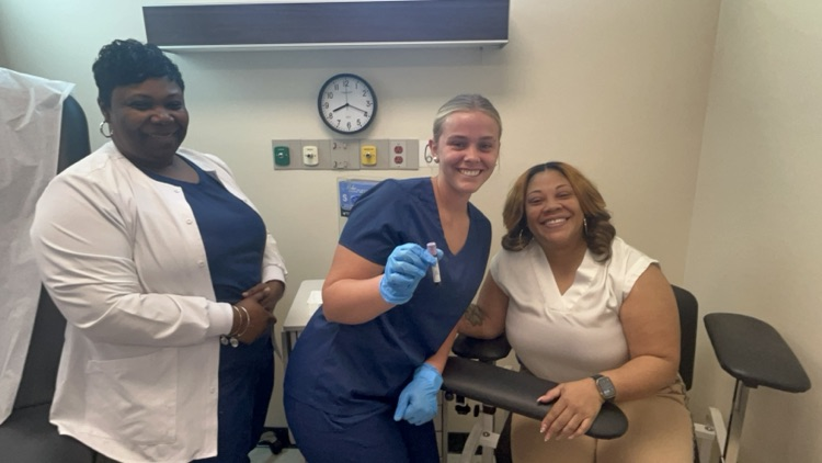 Phlebotomy training with Health Science. 