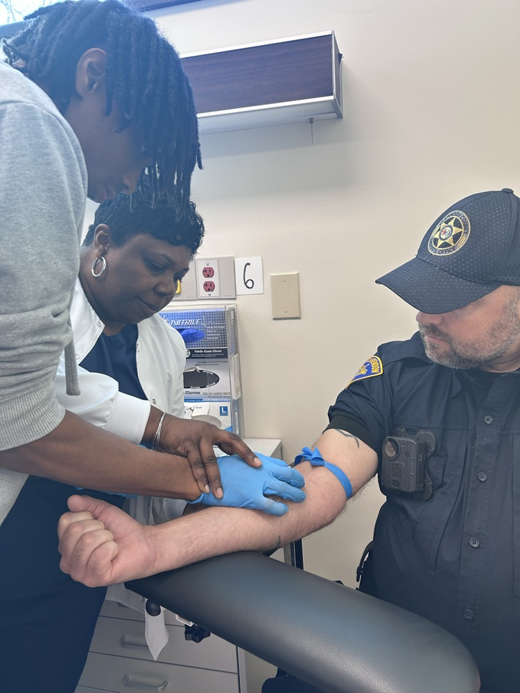 Phlebotomy training with Health Science. 