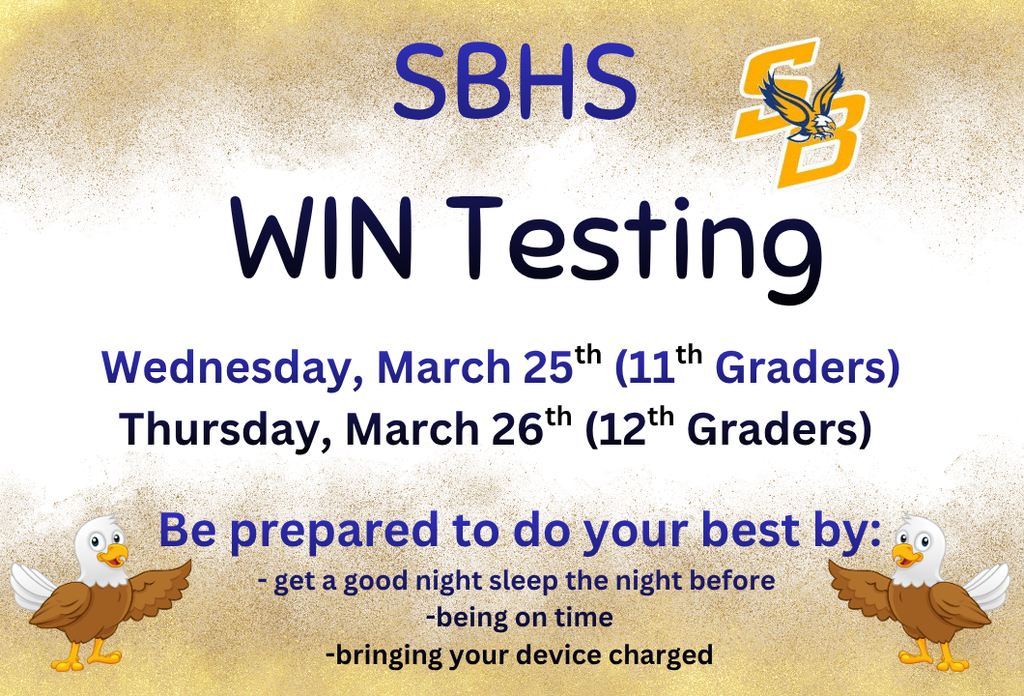 WIN Testing March 25th and 26th