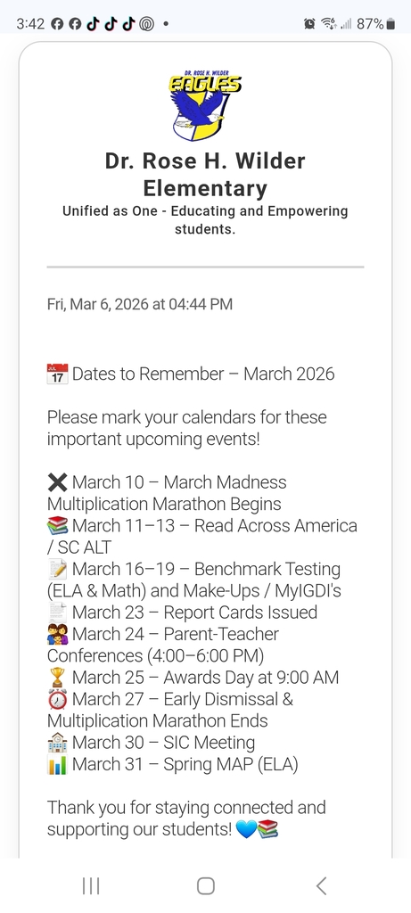 March Calendar of Events