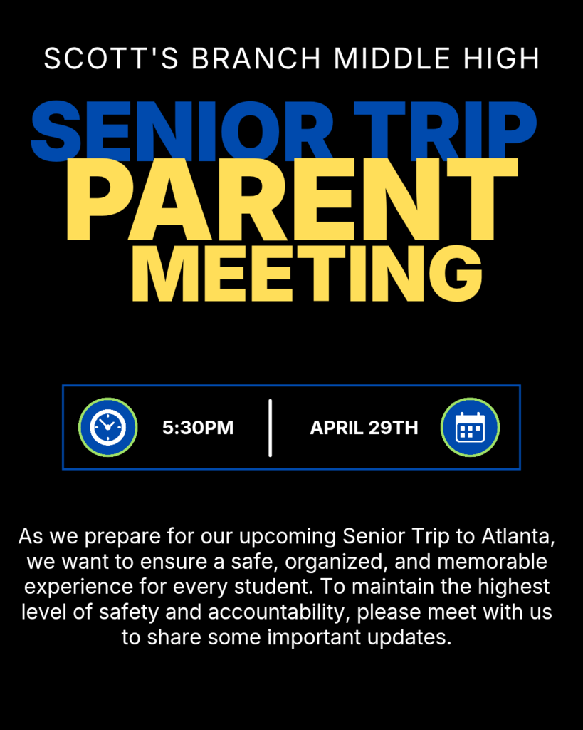 Senior Trip Parent Meeting April 29th at 5:30 PM