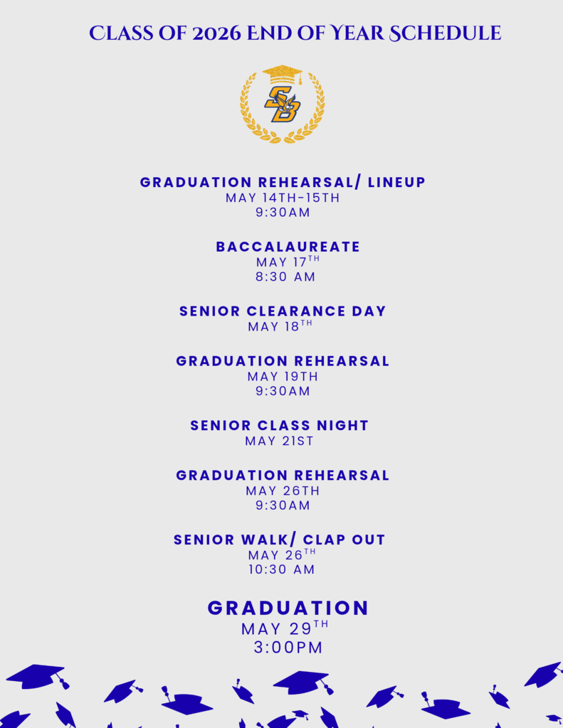 Class of 2026 End of Year Schedule