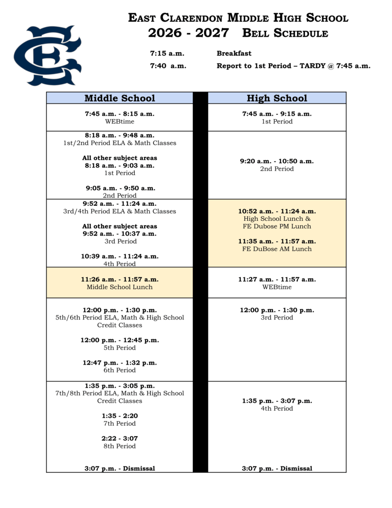 bell schedule