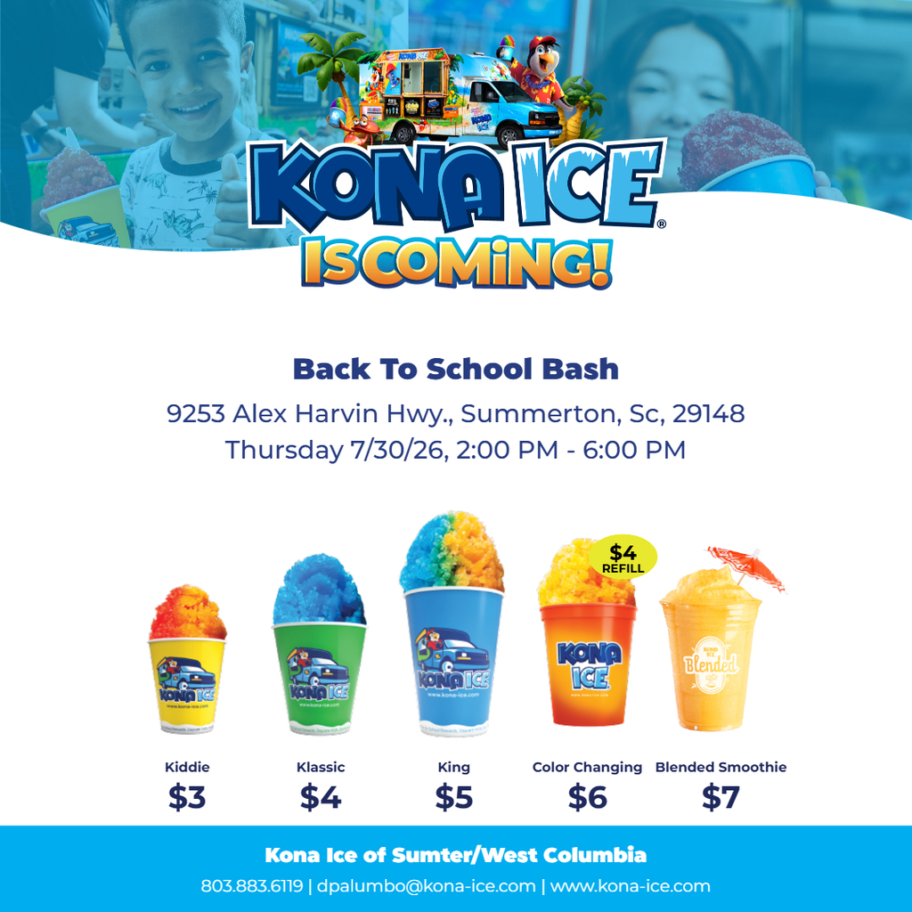 Get a Kona Ice at our Back to School Bash 