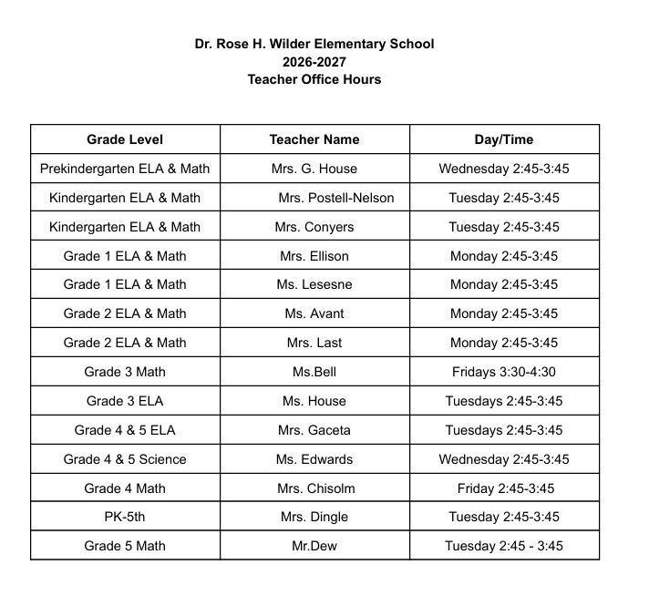 RWE Teacher Office Hours