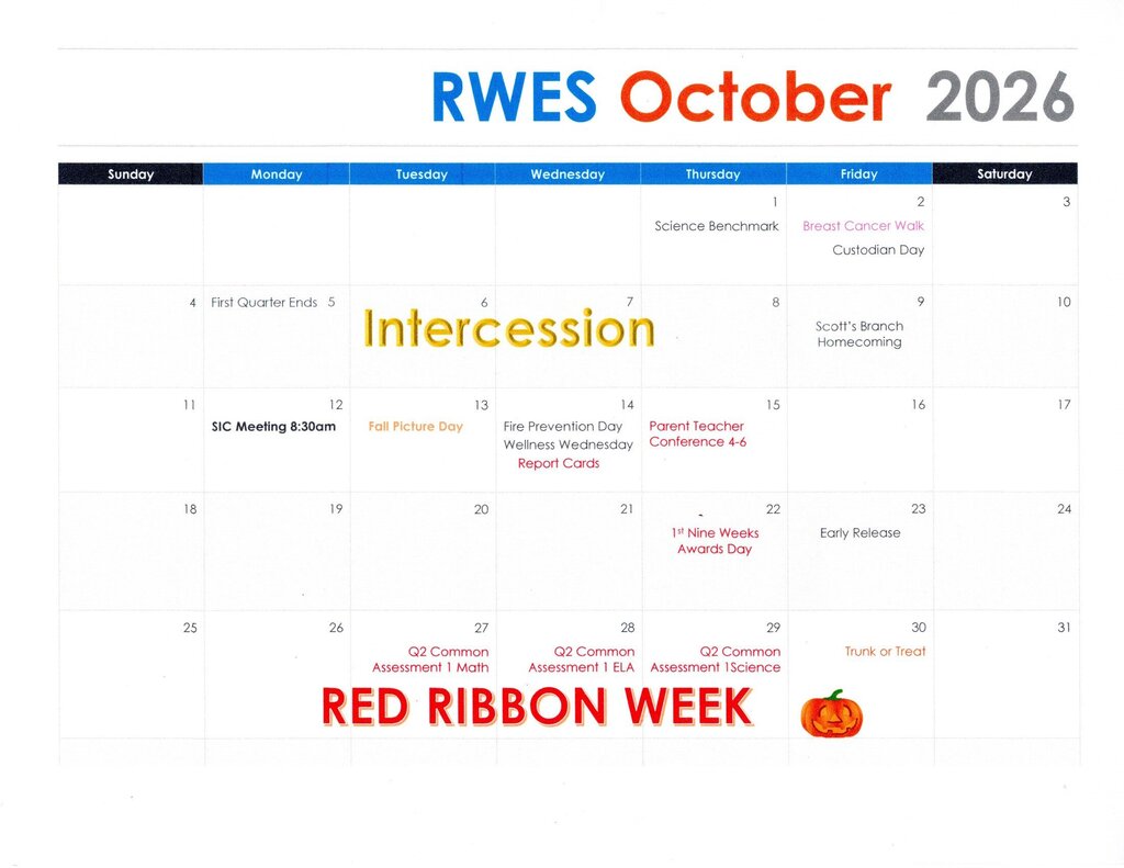 October School Calendar