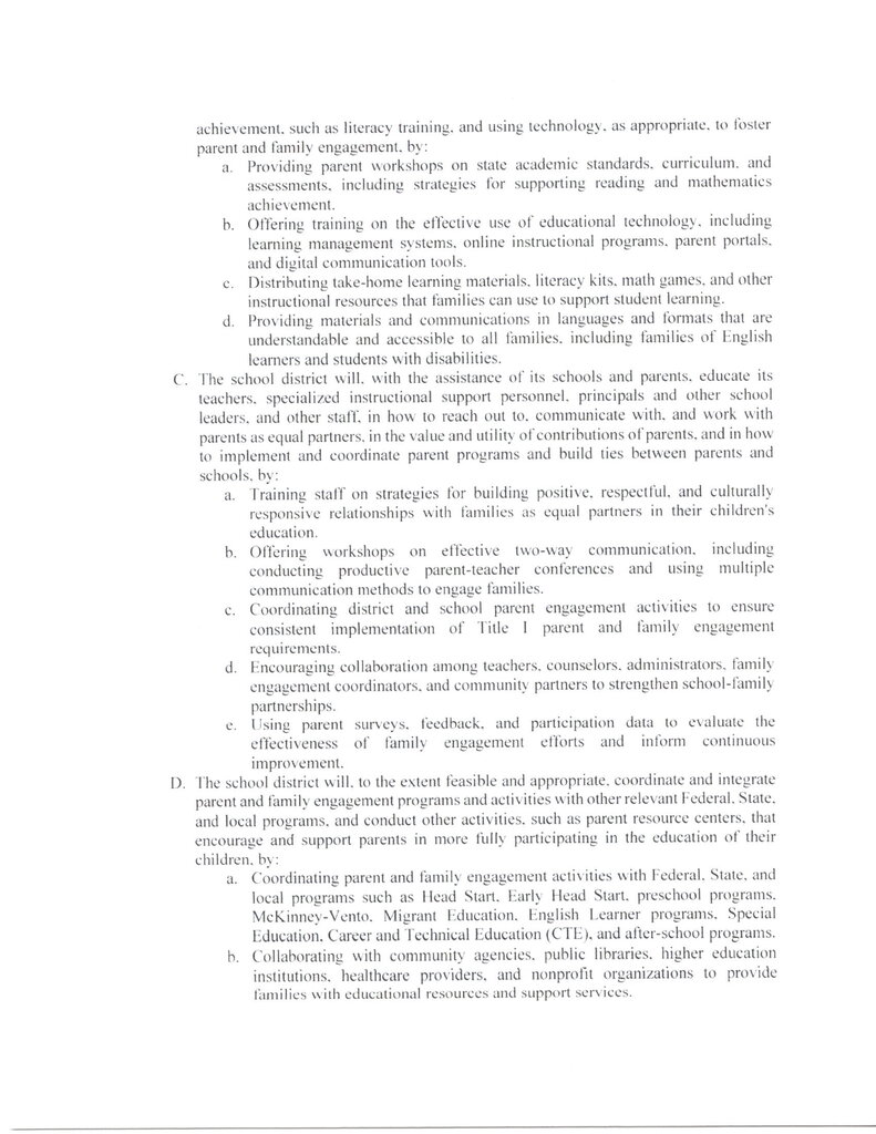 Parent and Family Engagement Policy