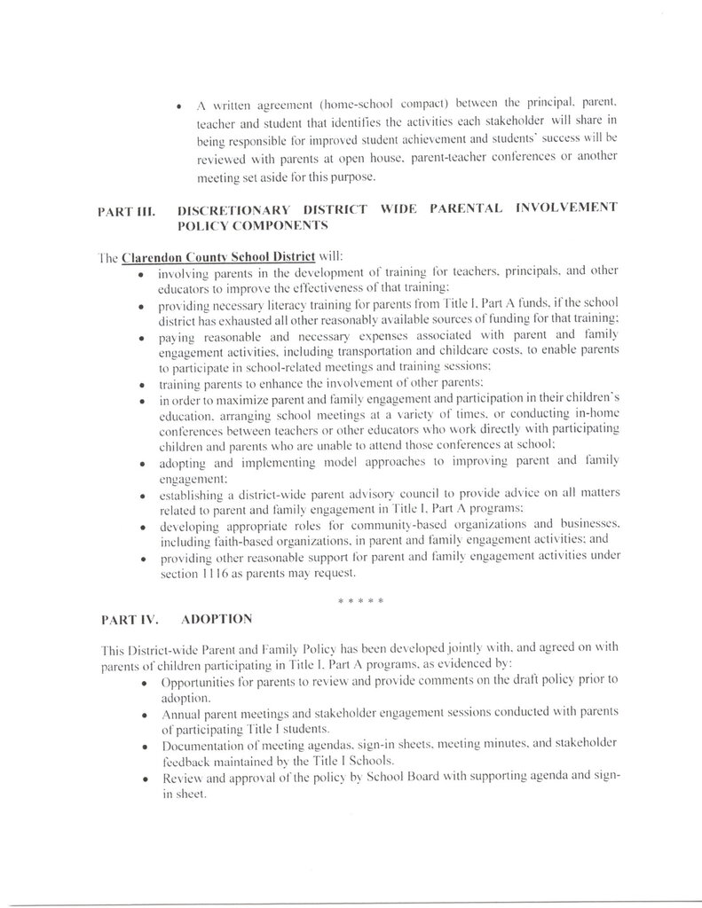 Parent and Family Engagement Policy