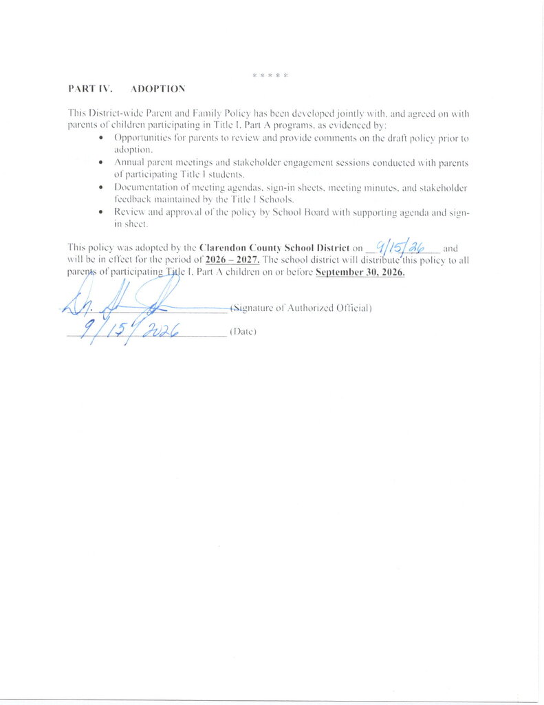 Parent and Family Engagement Policy