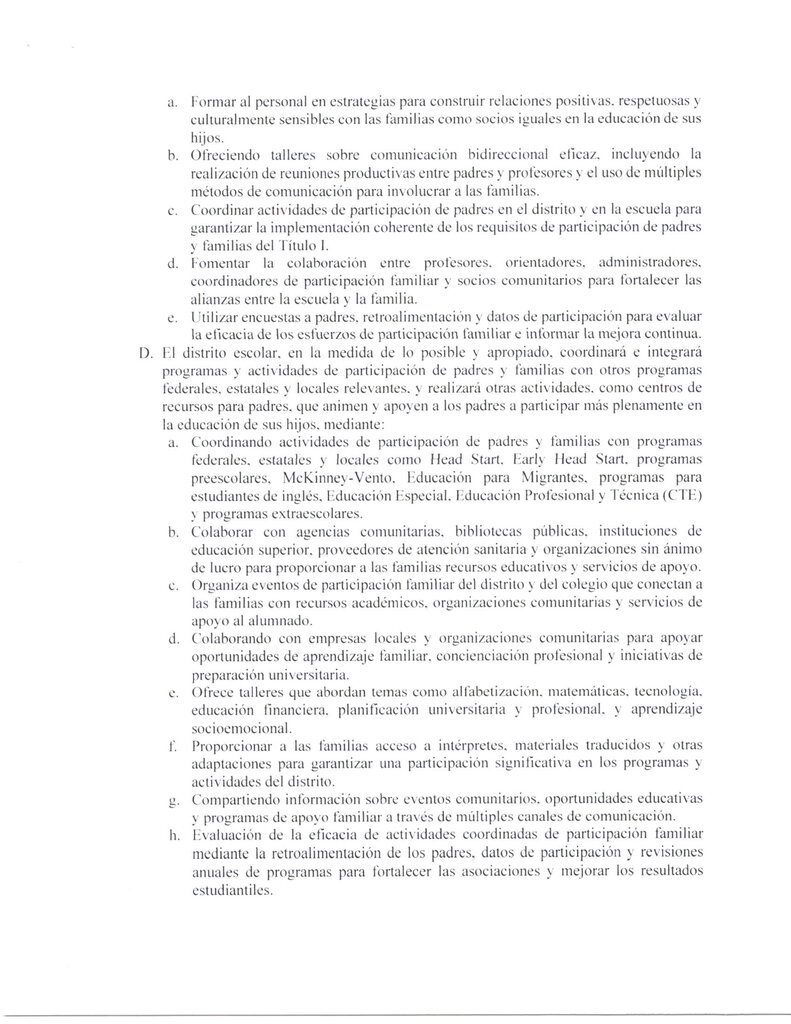 Politica De Participacion De Padres Y Familias