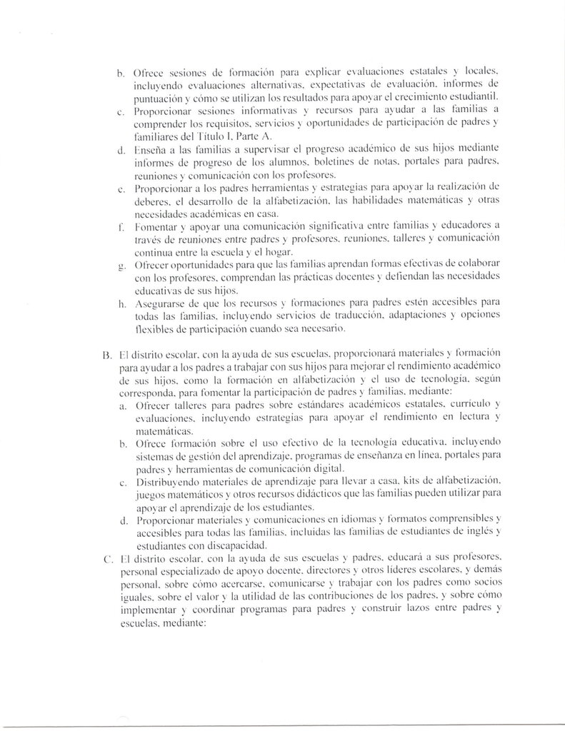 Politica De Participacion De Padres Y Familias