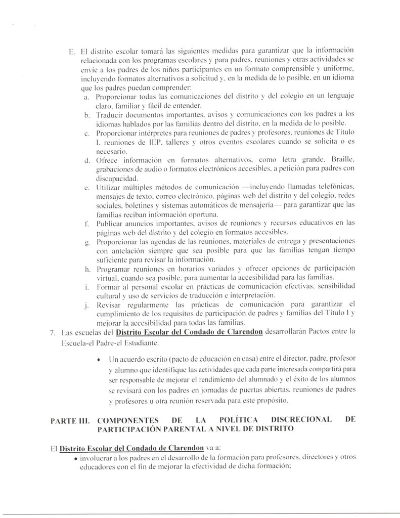 Politica De Participacion De Padres Y Familias