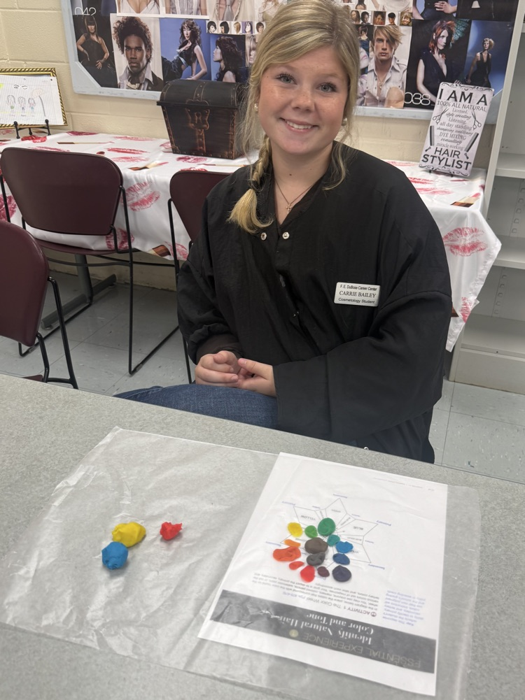 Mrs. Graham’s Cosmetology Student Learning Color Theory in Cosmetology