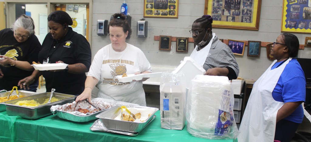 Our bus drivers and cafeteria staff came to have lunch.