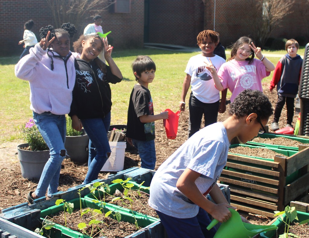 Our students taking care of their plants.