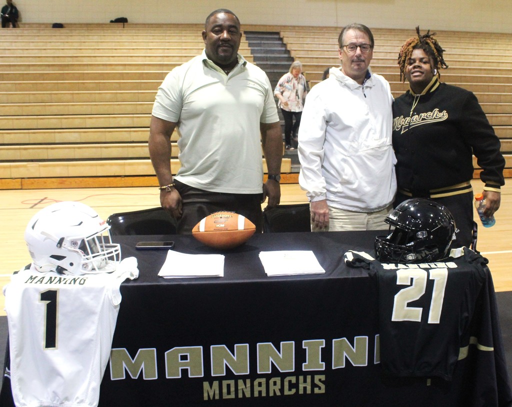 CCSD Athletic Director Reggie Kennedy, AD SBMHS Doc Lewis and Parah Anderson at 8th Grade Bridge event.