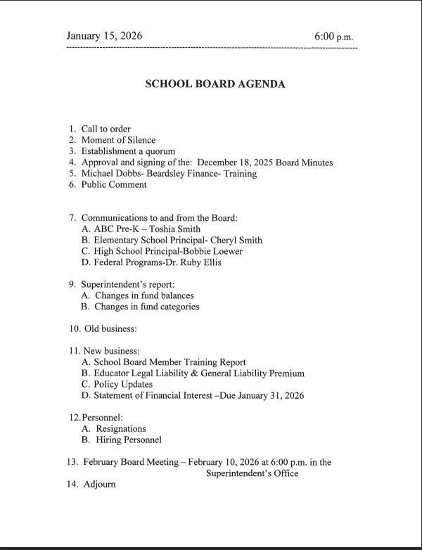 January Doard Agenda