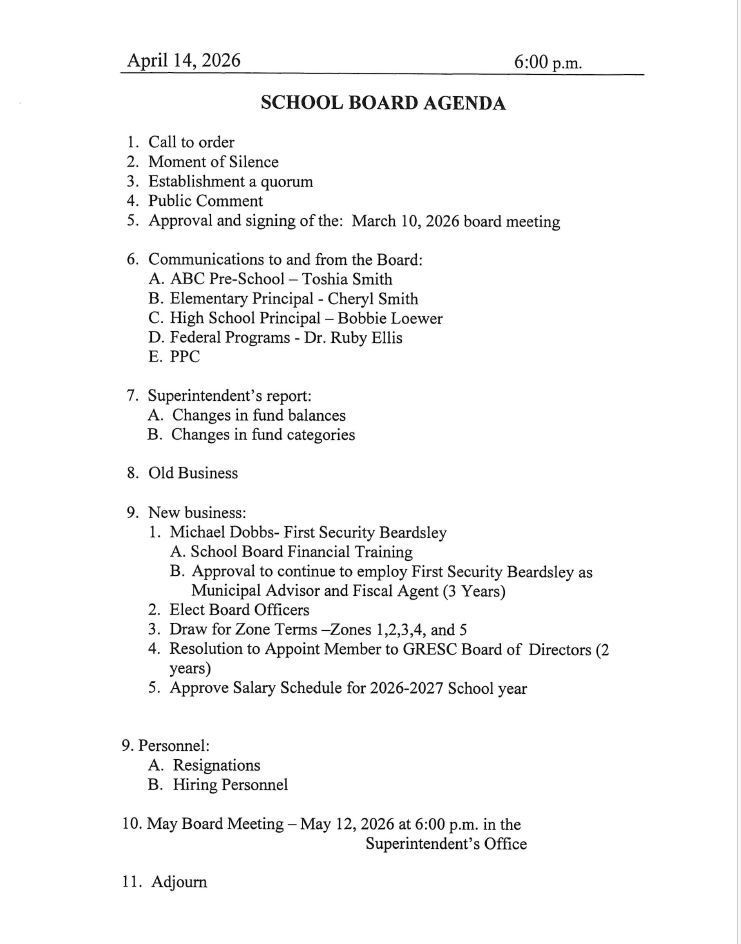 April 14, 2026 Agenda