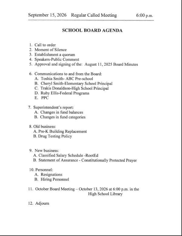 Sept agenda