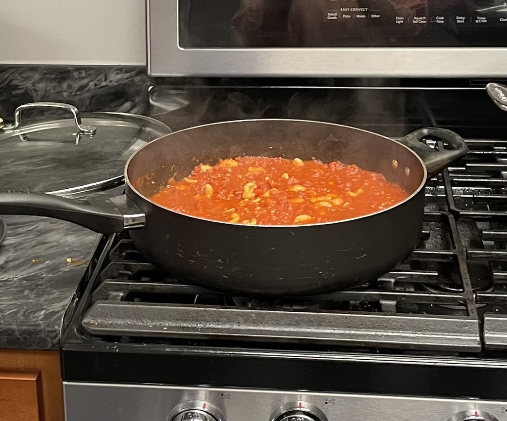 Pan cooking on stove