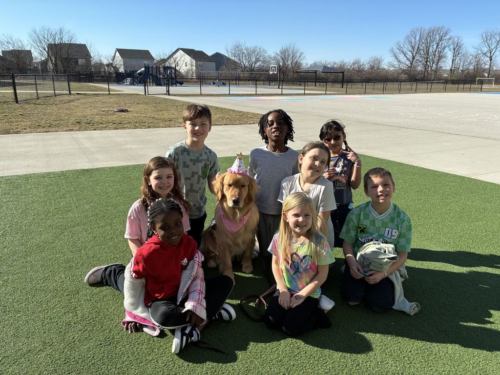 Daphane in a hat with kids