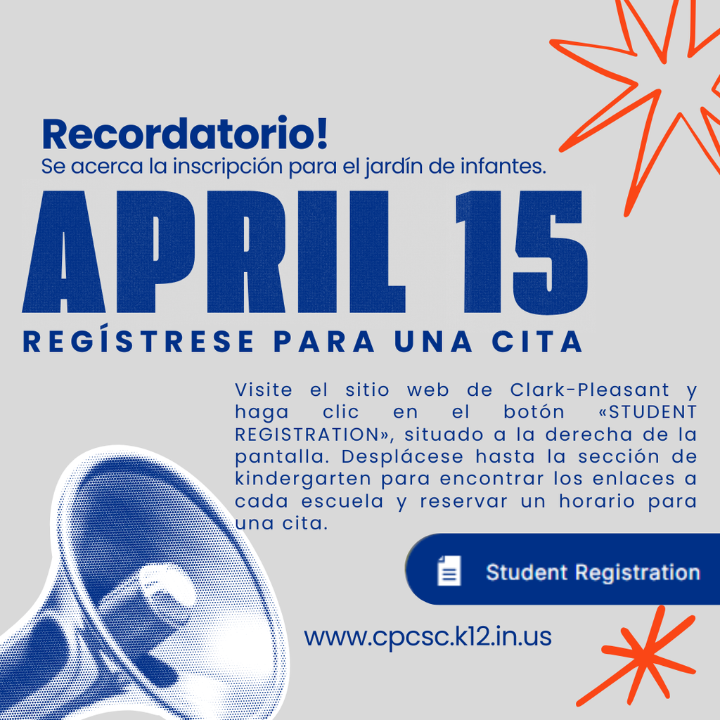 Kindergarten registration graphic in spanish