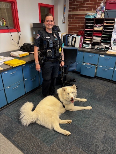 Officer Storm and Casper visit CES today.