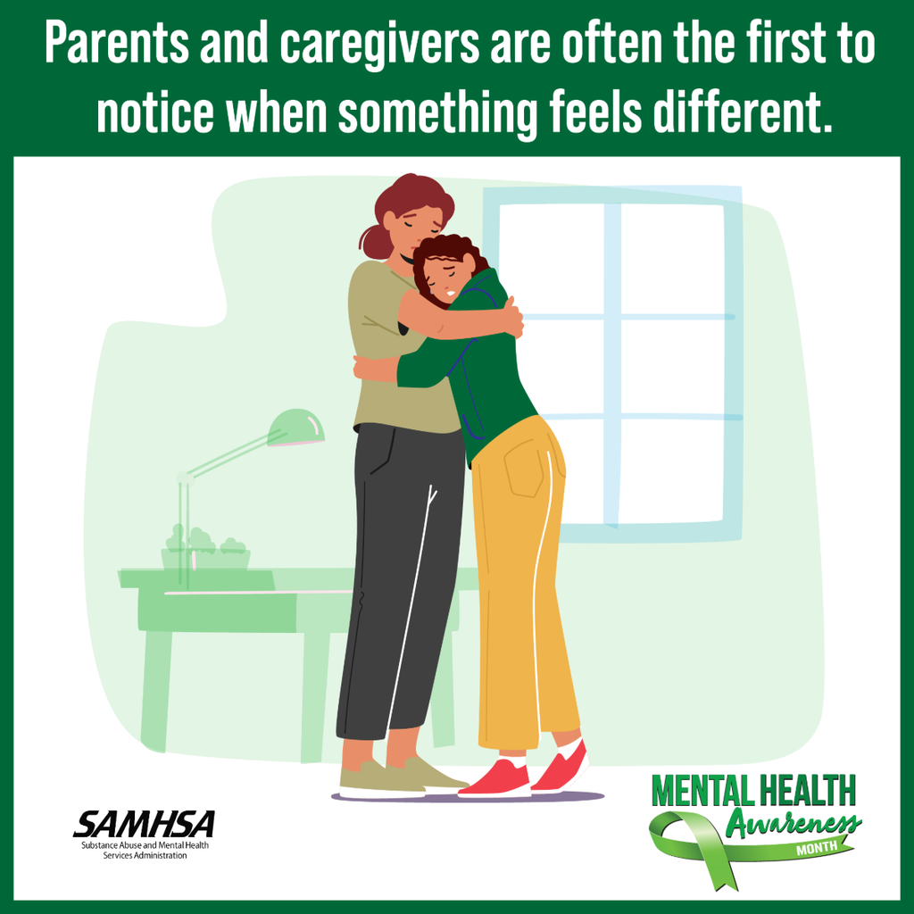 Parent and child hugging graphic