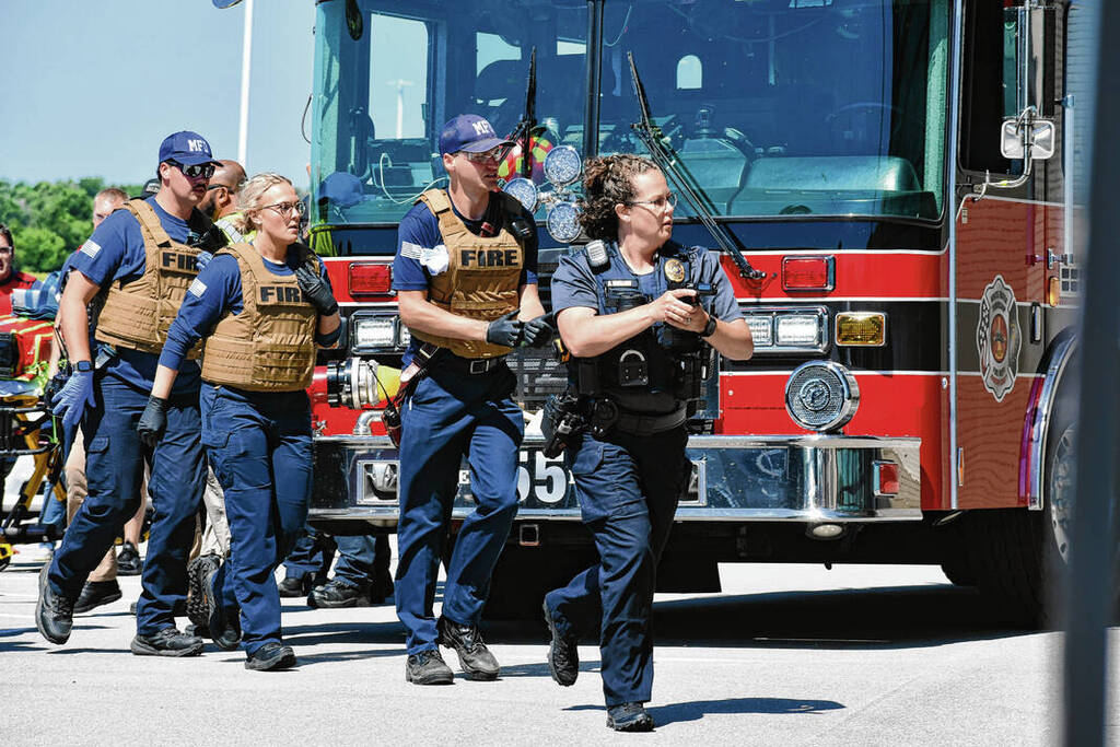 Shari Mullins participating in active shooter training.