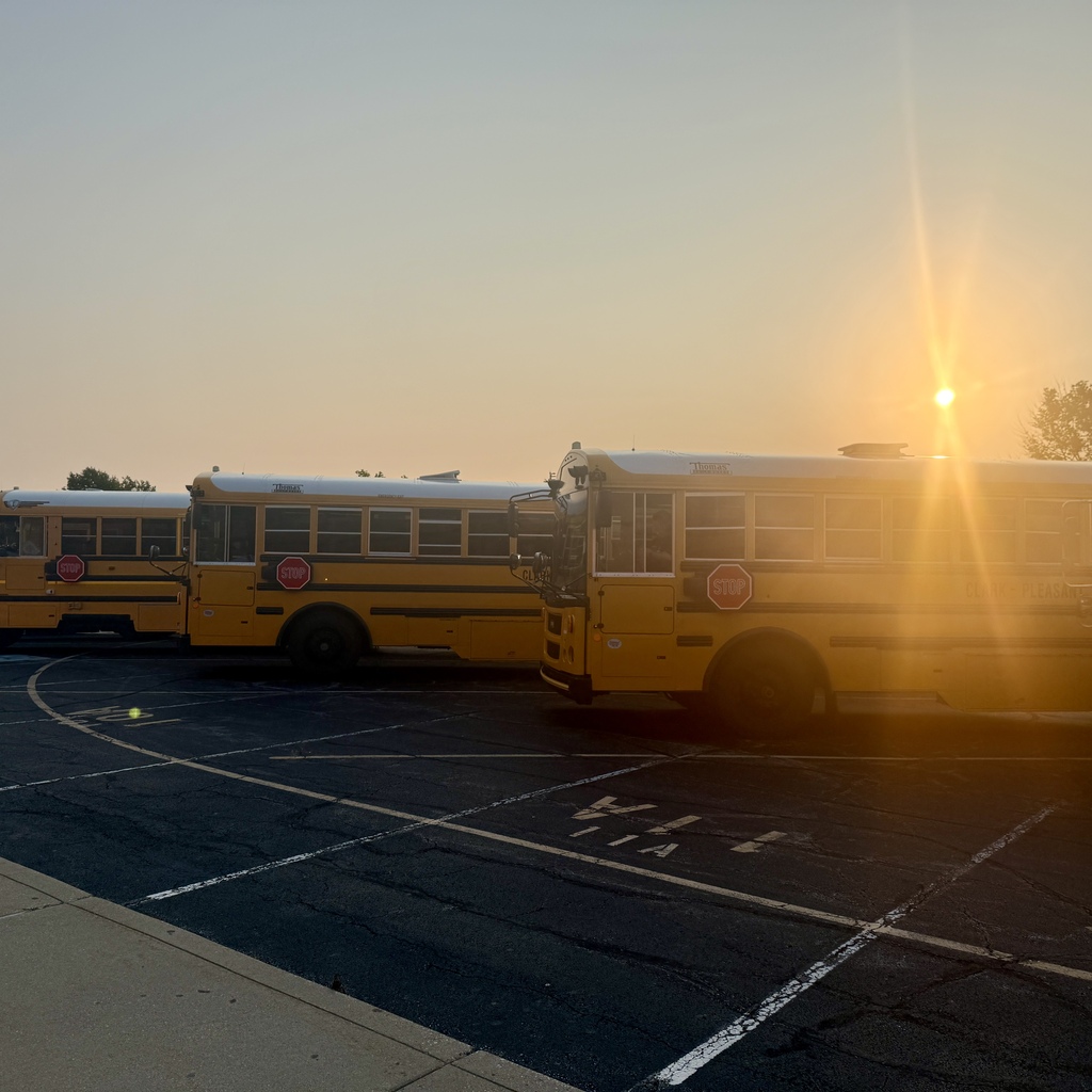 School Busses with the sun