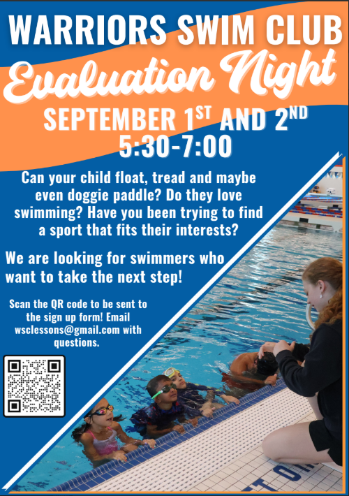 Swim flyer with information listed in the text