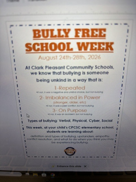 CPCSC Bully Free School Week Promotion