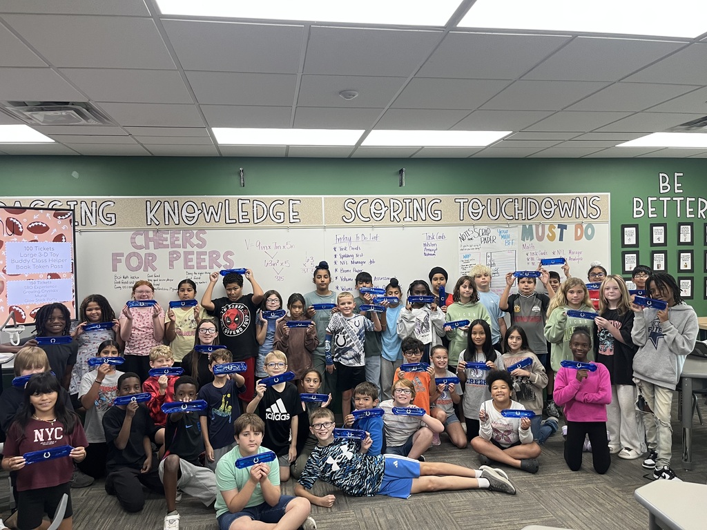 Students with their pencil pouches and pencils