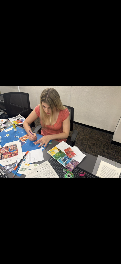 One student creating art
