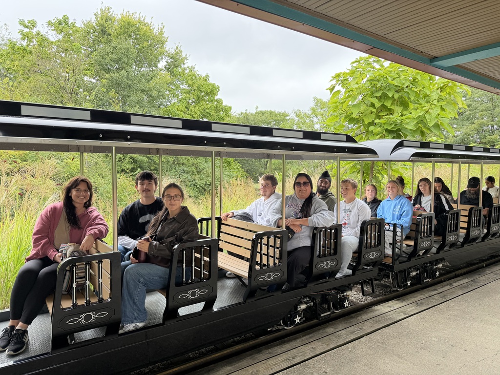 Kids on train at zoo