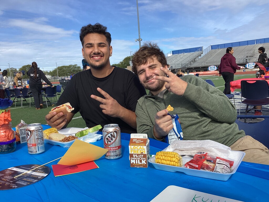 high school kids at a cookout