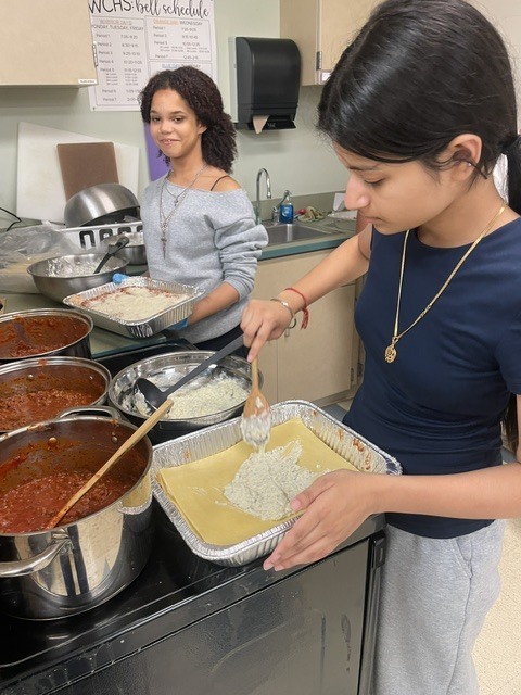 Putting together lasagna