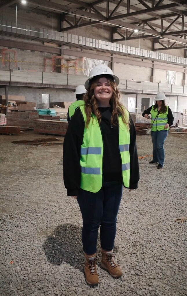 Amber on the job site at the high school