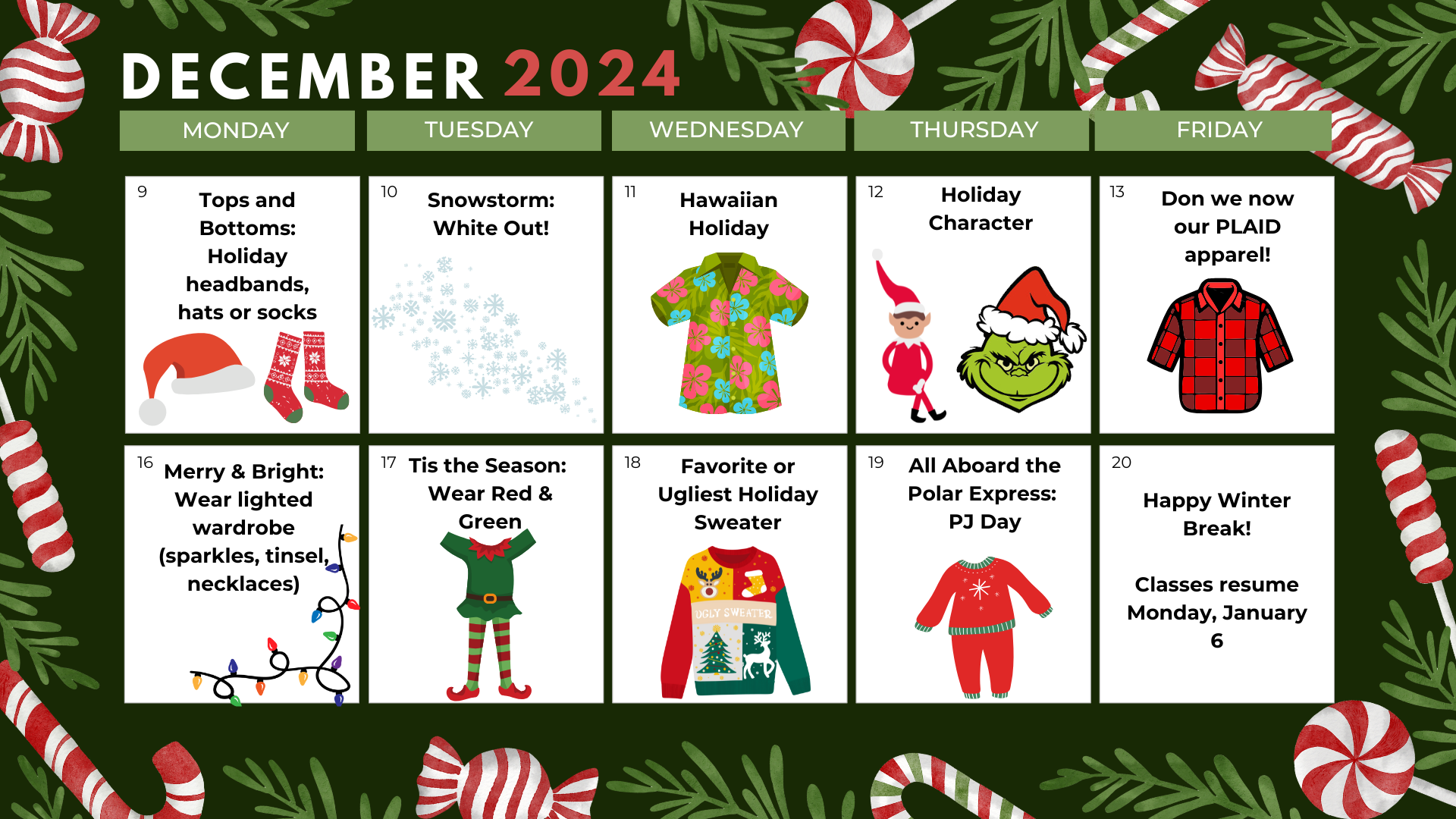 December Dress Up Days | Clarke Middle School December Dress Up Days | Clarke Middle School