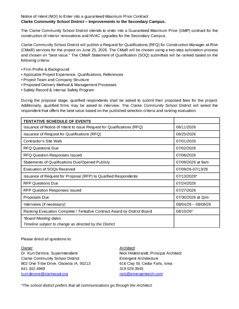 Notice of Intent to Request SOQs - Final