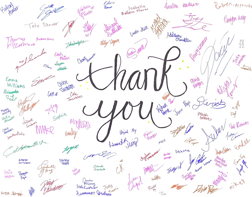 thank you card signed
