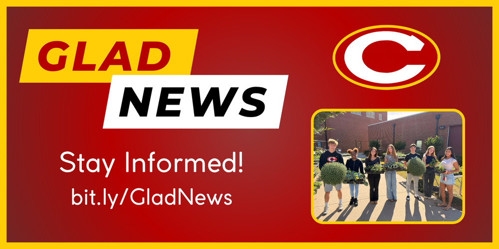 Glad news title and link with picture of CCHS agriculture students holding plants