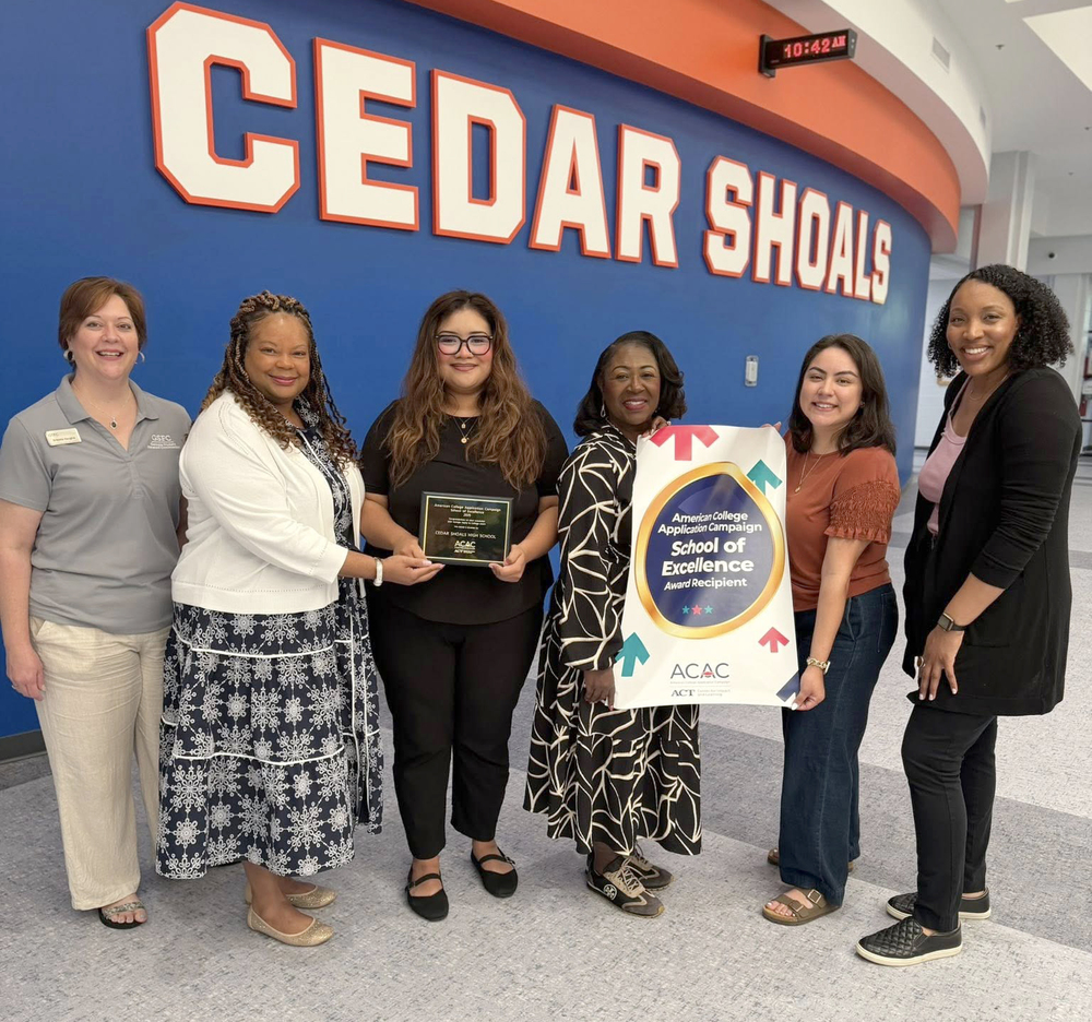 Cedar Shoals staff with ACT School of Excellence award