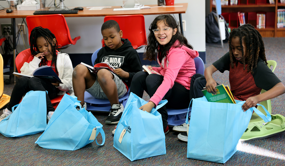 Students with books