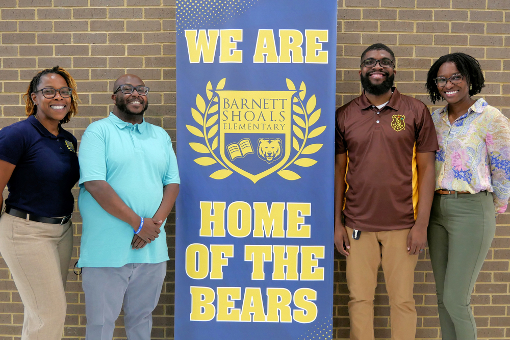 BSES Principal Sabrina Lumpkin, Support Professional of the Year Brian Smith, Teacher of the Year Timothy Pritchett, and Assistant Principal Chastity Harris.